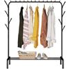 edihome, Stand Appendiabiti, 113x21x5 cm, Vestitore, Appendiabiti da Terra, Resistente, Metallico, con Supporto per Scarpe (Nero)