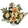 DRW Centro di fiori con lilium e rose gialle artificiali 60x30x70