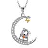 YAFEINI Collana da donna in argento Sterling 925 con porcellino d'India sulla luna e criceto regalo per donne, Metallo