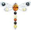 SilverAmber Jewellery Spilla a forma di libellula in argento Sterling 925 e ambra baltica autentica, colori misti 4032, Argento sterling, Ambra