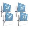 3DScube n.4 Espositore in plexiglass da parete a tasca apribile, porta avvisi e depliant formato A6 orizzontale 15x10,5 cm, con di distanziali in alluminio spazzolato, per annunci, locandine, orari negozi