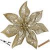 Oairse 8PCS grande stella di Natale glitterata 23 cm fiori artificiali Champagne con clip, ornamenti floreali finti per albero di Natale, vacanze, matrimoni, Capodanno, Halloween, albero di Natale