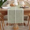 meioro Runner da Tavola Moderno, Tovaglia Runner 33x200cm con Nappe Fatto a Mano, Runner da Tavolo a Righe Vintage, Decorazione da Tavolo per Interni ed Esterni Cucina Pranzo casa Festa (Verde Salvia)