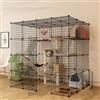 PJDDP Gabbia per Gatti Fai-da-Te, Recinto per Gattini Grande in Filo Metallico Staccabile, Box per Cucce per Interni Ed Esterni, Grande Spazio per Esercizi per 1-4 Gatti,57.8x43.7x57in