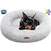 Lovpet® Letto per Cani e Gatti Bagel Ø 120 cm - (4XL), Lavabile, incl. Ciotola + 3X Ossi da Masticare, Divano per Cani in Peluche per Cani di piccola, Media e Grande Taglia, Gatti - Grigio Chiaro