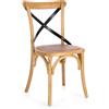 Set di 2 sedie CROSS METAL in legno di olmo naturale e stecche acciaio nero