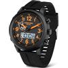 PINIDOUS Orologi da Uomo Orologi Digitali da Uomo per lo Sport All'aperto Multifunzionale Militare Quarzo Analogico Orologio Impermeabile In Acciaio Inox Moda Classica Orologio (Nero-Arancione)