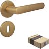 APECS Maniglia per porte interne, dorata opaca, moderna, per porta di casa e porta interna, con rosette rotonde, con materiale di fissaggio, per porta, modello KUMA BB - Barba colorata