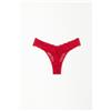 Tezenis Perizoma Sgambato In Pizzo Riciclato Donna Rosso