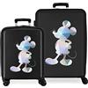 Disney Set valigie Disney 100 Special Shine Mickey Silver Nero 55/70 cm ABS rigido Lucchetto TSA integrato 119L 6,8 kg Bagaglio a mano 4 doppie ruote