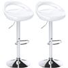 HOMCOM Set 2 Sgabelli da Bar Girevoli con Poggiapiedi, Altezza Regolabile Base in Acciaio Seduta in ABS, Bianco