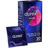 Durex Sync, Preservativi Ritardanti per Lui e con Rilievi e Nervature per Lei, 10 Profilattici con Lubrificante a Lunga Durata