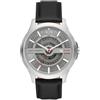 Armani Exchange Orologio da uomo, Movimento al quarzo con data a tre lancette e cassa da 46 mm con cinturino in pelle, Grigio e nero