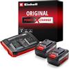 Einhell Originale Einhell 2x 3,0Ah & Twincharger Kit Power X-Change (tensione 220-240 V, 50-60 Hz, 18V, incl. 2 batterie 3 Ah e caricabatteria doppio)