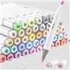Ohuhu Set 48 Marker Tonalità Pastello Ohuhu Honolulu, Inchiostro a Base Alcol Doppia Punta Scalpello e Pennello
