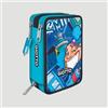 Giotto Astuccio 3 Zip Young Street Smile Giotto, colore azzurro