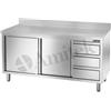 Tavolo Armadiato Con Cassetti A Destra In Acciaio Inox - Prof. Cm 70 160x70x85h