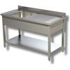 Lavatoio In Acciaio Inox Con 1 Vasca Con Gocciolatoio Dx - Prof. Cm 60 100x60x85h