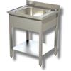Lavatoio In Acciaio Inox Su Gambe Con Ripiano - Prof. Cm 60 80x60x85h