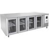 Tavolo Frigo Refrigerato Positivo Ventilato 4 Porte Vetro - Tn - Temp. 0°c/+8°c Dim. Cm 223x70x85h