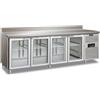 Tavolo Frigo Refrigerato Positivo 4 Porte In Vetro Con Alzatina - Cxf 4200 Tng - Temp. -2°c/+8°c dim. Cm 223x70x96h