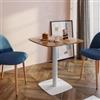 DEGHI Tavolo da pranzo 70x70 cm top effetto rovere scuro con bordi arrotondati e base in metallo bianco - Caio Round