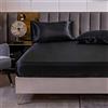 Jemiipee Lenzuola con Angoli in Raso Tinta Unita, Letto Singolo 100x200 cm - Lenzuola Sotto con Angoli Transpirante e Lavabile, Nero