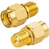 Vecys SMA Stecker auf RP-SMA Buchse (mit pin) Adapter RF Koaxial Koax Gerader Adapter Vergoldet für Antenne Router Karte Drahtloses (2 Stück)