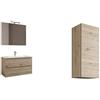 Mama Store Collezione Atena, Set da bagno, Mobile da bagno sospeso con lavabo da 60cm, con Pensile singolo reversibile, Quercia Naturale