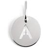 SINGULARU - Mini Medallion Letter. Pendente con Iniziale in Argento Sterling con Finitura Placcata Rodio. Abbinabile con Collana. Gioielli da Donna. Lettera A