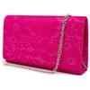 Emila Pochette argentata da cerimonia elegante donna clutch bag pizzo piccola borsa borsetta a busta mano con tracolla catena da sera signora matrimonio silver Macramè Argento
