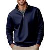 Generic Felpa da uomo in pile con mezza zip, felpa invernale spessa e calda, casual, tinta unita, cardigan, pullover sportivo, maglione con colletto alto, giacca a maniche lunghe, abbigliamento casual