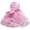 Generic Bambini Vestono Ragazze Compleanno Lungo Elegante Senza Maniche in Rete Principessa Ragazza Abiti da Sposa per Bambini Abito per Battesimo Bambina