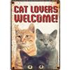 Plenty Gifts Insegna di metallo cat lovers welcome