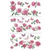OLYCRAFT Set di 3 pezzi di decalcomanie a rose per sfregamenti per mobili e artigianato 30x15 cm Grande rosa con decorazione a farfalla Adesivi transfer con fiori per sfregamenti