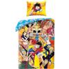 Halantex One Piece Copripiumino Singolo 140x200 + Federa Microfibra Luffy Equipaggio | Set lenzuola reversibile | Microfibra morbida asciugatura rapida Oeko-Tex | Licenza manga | Teen | Regalo | Idea regalo