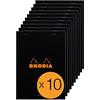 RHODIA 160009Cpack - Bloc-Notes a punto metallico N°16 Black - A5 - 80 fogli staccabili - Carta Clairefontaine Uni Bianca 80g/m² -copertina in carta trattata- Confezione da 10 blocchi