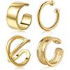 CHIC & ARTSY Polsini per Orecchie in Argento Sterling 925 Placcati in oro, Finti Polsini per Orecchie Non Perforanti, Orecchini a Clip con Conchiglia per Cartilagine per Donne e Uomini