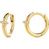 Miore Orecchini Donna Argento Placcati Oro Giallo 18KT, Orecchino cerchio in Argento 925 e Zirconi Brillanti. Orecchino Classico a Lobo anallergico.