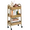DOEWORKS Carrello con Ruote Portatutto Carrello Cucina Metallo Carrellino 3 piani dei Libri Carrello da Portata Carrello Portaoggetti per Camera Bagno Ufficio, Dorato