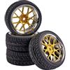 Carson 500900163 - Set di ruote Y-Design2 (4) oro/cromato, accessori per modellismo, ricambio per tuning, pneumatici, set di pneumatici