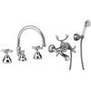 Paini Liberty 214 Rubinetto Batteria Lavabo 3 Fori Con Bocca Orientabile E Maniglie A Croce, Bagno & Liberty 105 Gruppo Vasca Esterno Con Doccia Duplex E Maniglie A Croce, Bagno