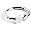 SINGULARU - Anello Personalizzato Letter Spark. Regolabile. Argento Sterling 925 con Finitura Placcata Rodio. Taglia Unica. Gioielli da Donna. Lettera H