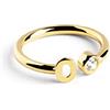 SINGULARU - Anello Personalizzato Letter Spark. Regolabile. Argento Sterling 925 con Finitura Placcata Oro 18Kt. Taglia Unica. Gioielli da Donna. Lettera O