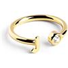 SINGULARU - Anello Personalizzato Letter Spark. Regolabile. Argento Sterling 925 con Finitura Placcata Oro 18Kt. Taglia Unica. Gioielli da Donna. Lettera J