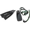 Cressi Gara High Performance, Pinne Lunghe da Apnea Unisex, Adulto, Nero, 46/47 + XDM1030, Set Snorkeling Unisex, Adulto, Verde Mimetico, Unica