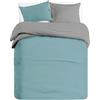 BANZAII TEXTILE INNOVATOR ONLINE Banzaii Set Copripiumino Bicolor 100% Microfibra con Federa Double Face Singolo 150x200 cm Acquamarina/Grigio Chiaro