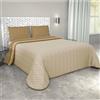 Corredocasa Copriletto Singolo Trapuntato Double Face, Made in Italy - Trapunta Primaverile/Estiva in Morbida Microfibra - Trapuntino Bicolore disponibile in Vari Colori - 160x260 cm (Beige/Panna)