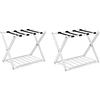 Generic Portavaligie Pieghevole in Metallo 2 Pezzi 68 x 56 x 43 cm, Cavalletto Reggivaligie Multiuso con 2 Ripiani, Portabagagli Salvaspazio per Casa e Hotel con Struttura Robusta, Portata 60 kg, Bianco