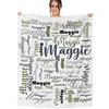 NIBESSER Coperta Personalizzata con Nome Plaid Personalizzato Comodo Morbido Coperta Pile Caldo Idea Regalo per Amici Bambini Nonni per Natale Matrimonio Compleanno, Bianco Oliva, 90x120cm
